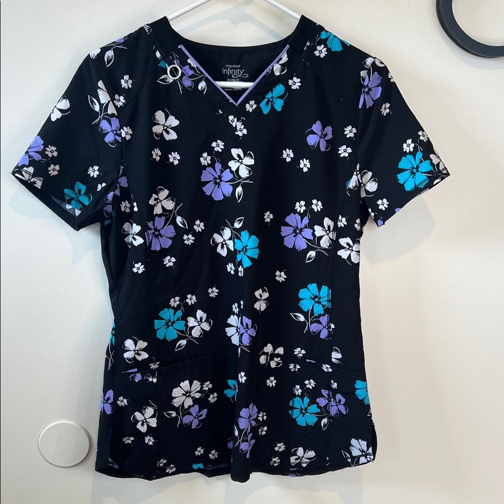 Cherokee Infinity Floral Print Scrub Top